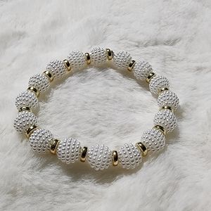 Beautiful Elegant Gold White Elastic Handmade Bracelet